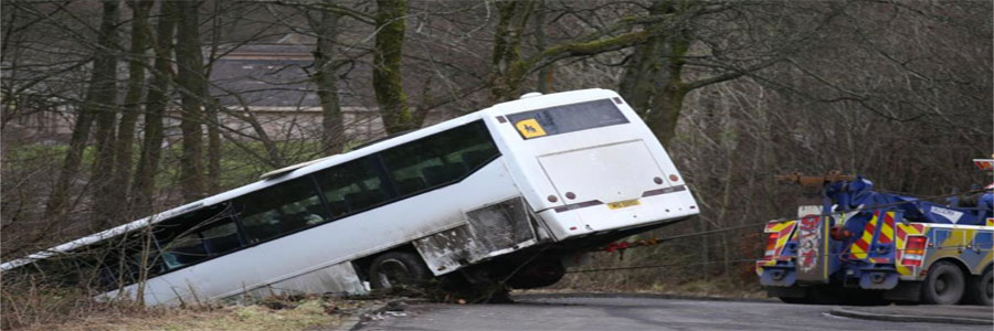 a bus crashed off a raod