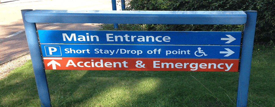 hospital entrance sign